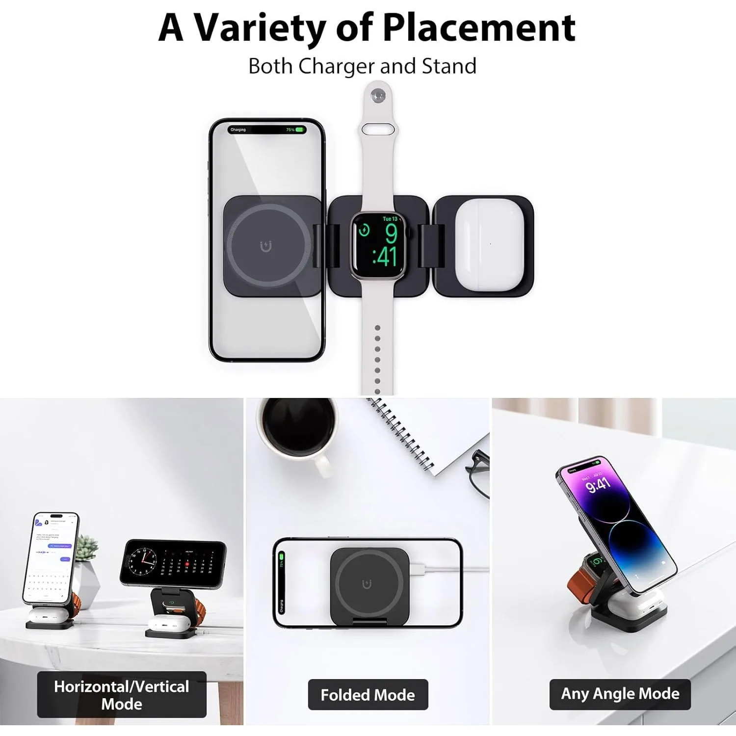 Dobrável 3 em 1 Carregador Sem - Smartwatch Watches Compatible With Iphone avaliação e preço