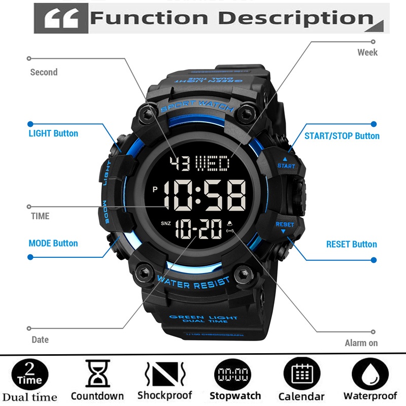 Skmei-Relógio de pulso digital - Tide Watch Surf avaliação e preço