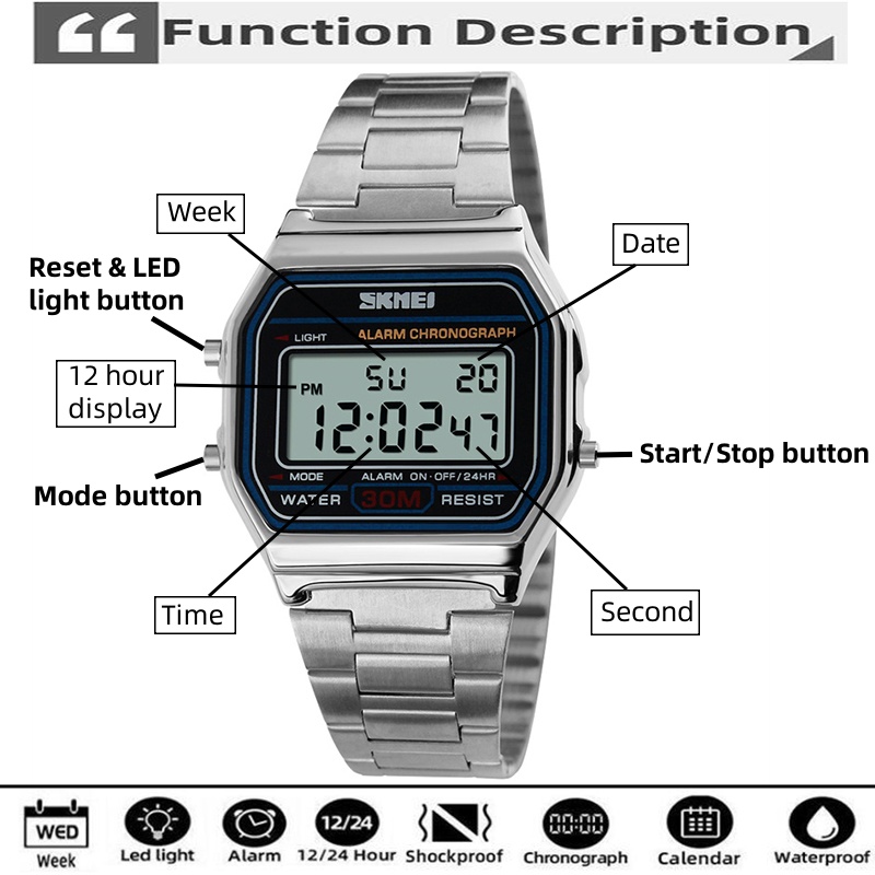 Skmei unissex pulseira digital - Tide Watch Surf avaliação e preço