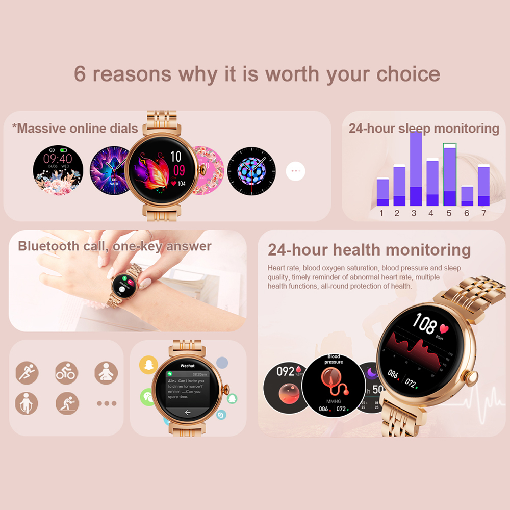 Smart Watch com tela AMOLED pa - Watches Ladies Smartwatch avaliação e preço